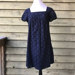 Ann Taylor Loft Navy Eyelet Dress